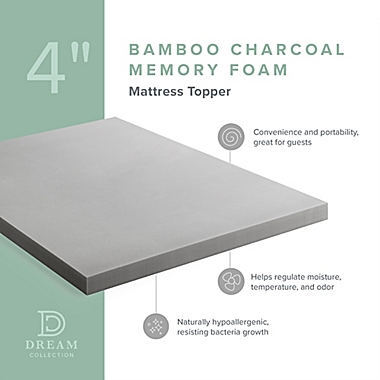 Dream Collection&trade; by LUCID&reg; 4-Inch Bamboo Charcoal Twin XL Foam Mattress Topper. View a larger version of this product image.