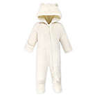 Alternate image 0 for Hudson Baby Size 0-3M Sherpa Hooded Bear Coverall in Cream