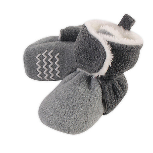 Alternate image 1 for Hudson Baby® Size 12-18M Sherpa Booties in Grey