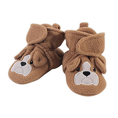 Hudson Baby&reg; Size 6-12M Fleece Dog Booties in Light Brown. View a larger version of this product image.