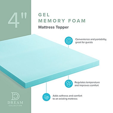 Dream Collection&trade; by LUCID&reg; 4-Inch Gel Memory Foam Queen Mattress Topper. View a larger version of this product image.