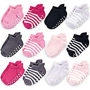 Touched by Nature&reg; 12-Pack Non-Skid Socks in Pink/Black