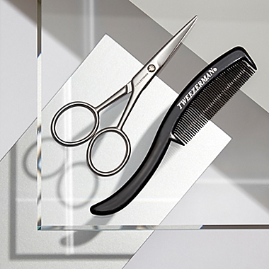 TWEEZERMAN&reg; GEAR Moustache Scissor &amp; Comb in Stainless Steel. View a larger version of this product image.