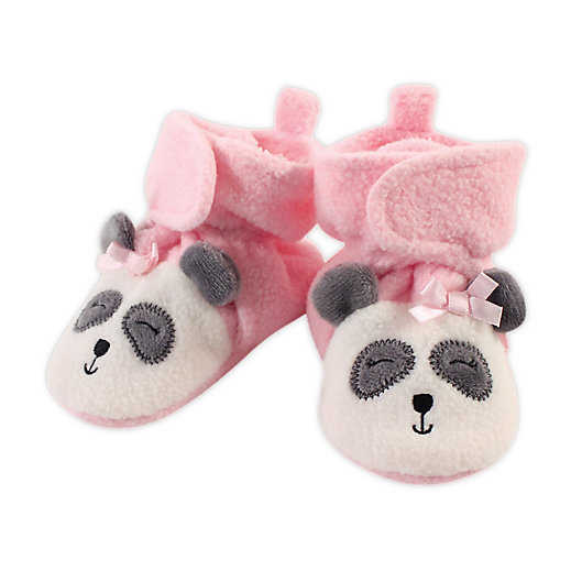Alternate image 1 for Hudson Baby Size 12-18M Girl Panda Fleece Booties in Pink/White