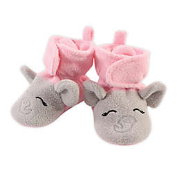 Hudson Baby Size 12-18M Elephant Fleece Booties in Grey/Pink