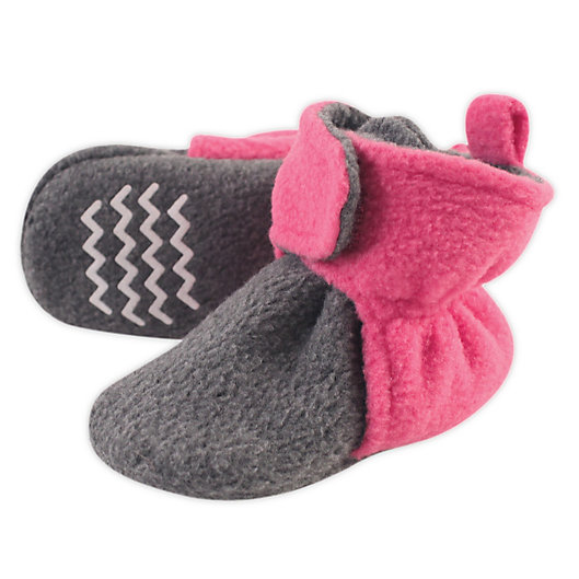 Alternate image 1 for Hudson Baby® Fleece Booties in Pink/Grey