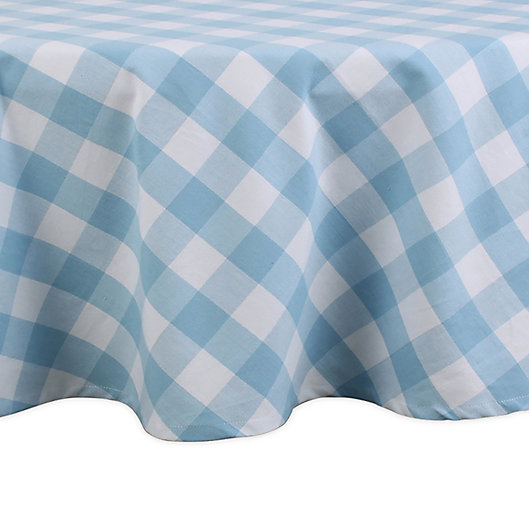 Buffalo Check Tablecloth In Light Blue, Blue And White Gingham Tablecloth Round