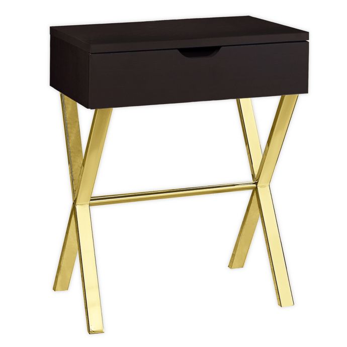 Monarch Specialites 24 Inch Accent Table In Cappuccino Gold Metal Bed Bath Beyond