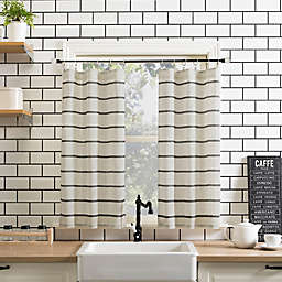 Clean Window® Twill Stripe 36-Inch Cafe Curtains in Black