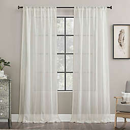 Archaeo® Border Cotton Blend Sheer 84-Inch Window Curtain  Panel in White (Single)