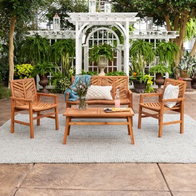 Forest Gate Olive 4-Piece Outdoor Acacia Chat Set