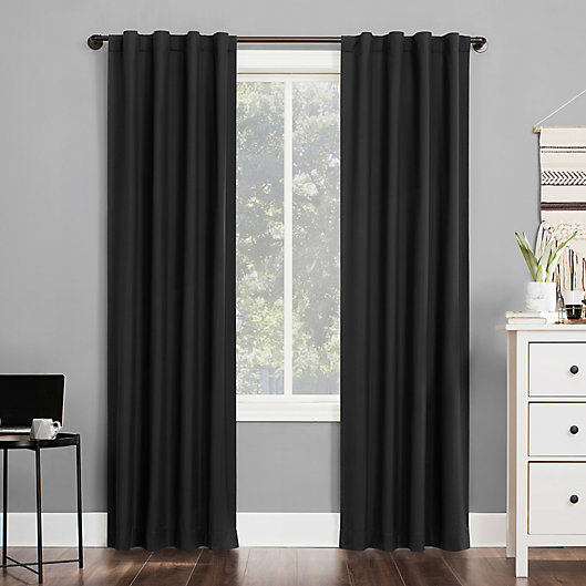 Alternate image 1 for Sun Zero® Cyrus 84-Inch Back Tab 100% Blackout Window Curtain Panel in Charcoal (Single)