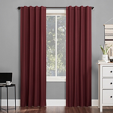 Sun Zero&reg; Cyrus 96-Inch Back Tab 100% Blackout Window Curtain Panel in Wine Red (Single). View a larger version of this product image.