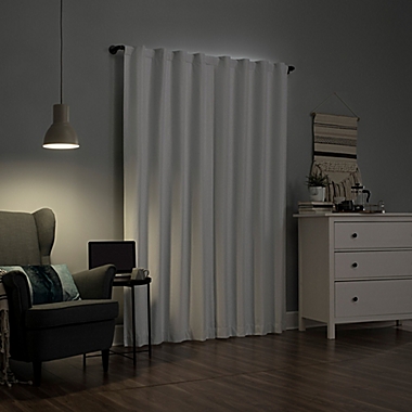 Sun Zero&reg; Cyrus 96-Inch Back Tab 100% Blackout Window Curtain Panel in White (Single). View a larger version of this product image.