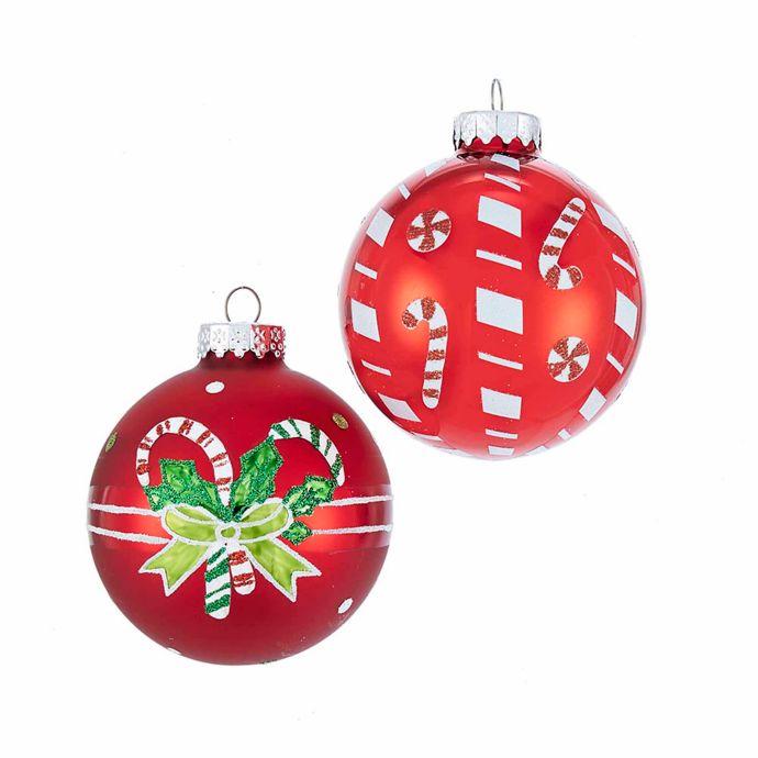 Candy Cane Glass Ball Ornaments In Red White Set Of 6 Bed Bath Beyond