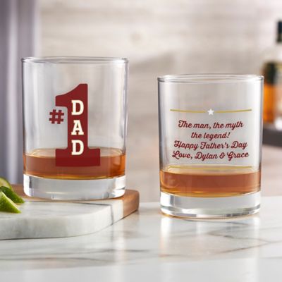 #1 Dad Custom Printed Whiskey Glass