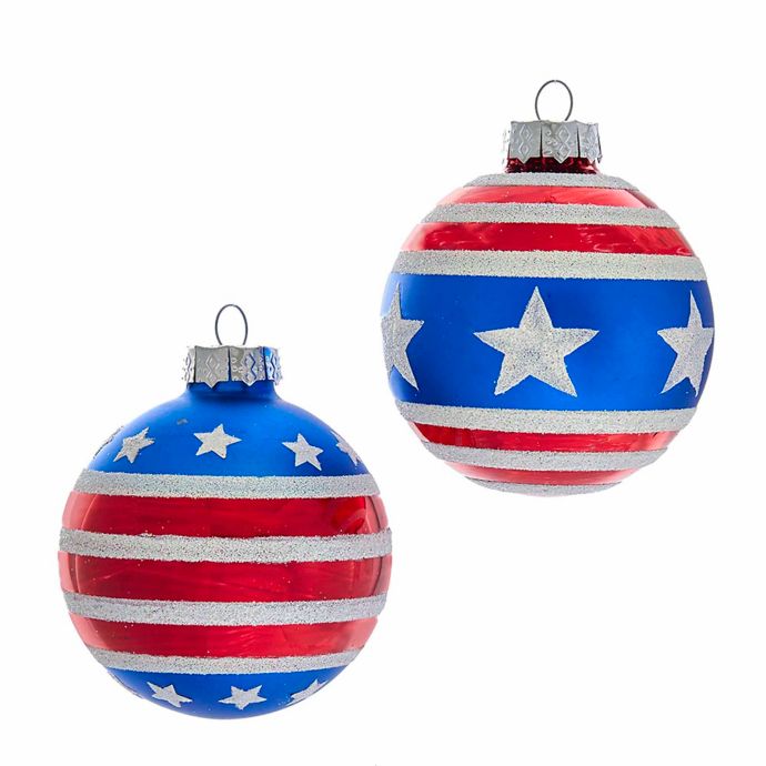 Patriotic Glass Ball Ornaments In Red White Blue Set Of 6 Bed Bath Beyond