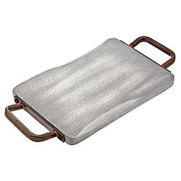 Godinger® Wood 11-Inch Rectangular Handled Serving Tray in Grey