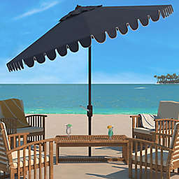 Safavieh Venice 11-Foot Round Crank Umbrella in Navy/White