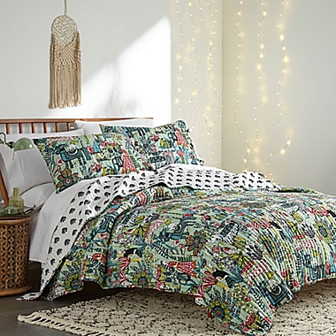 Joelle 3-Piece Reversible Quilt Set in Teal. View a larger version of this product image.