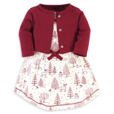 Touched by Nature Size 4T 2-Piece Winter Organic Cotton Dress and Cardigan Set in Red