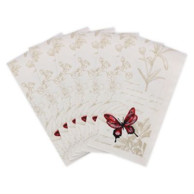 DII Botanical Print Kitchen Textiles, 20x20", Botanical Butterfly, 6 Pieces