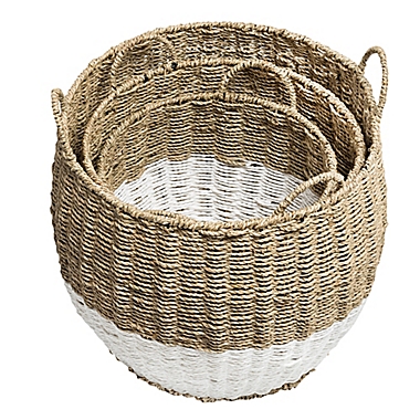 Honey-Can-Do&reg; Round Seagrass Nesting Baskets in Natural//White (Set of 3). View a larger version of this product image.