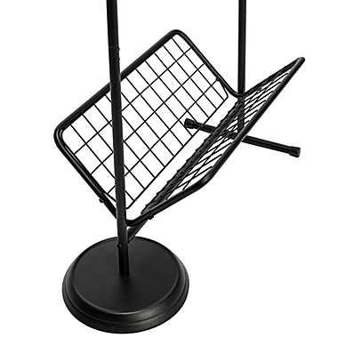 Honey-Can-Do&reg; Swivel Coat Rack Valet With Basket in Black. View a larger version of this product image.