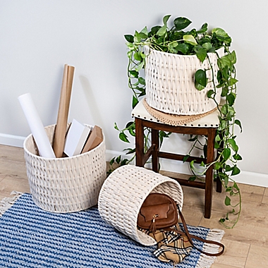 Honey-Can-Do&reg; Round Rope Nesting Baskets in Natural//White (Set of 3). View a larger version of this product image.