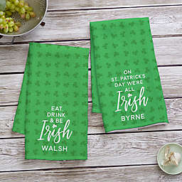 St. Patrick&#39;s Day Personalized Waffle Weave Kitchen Towel