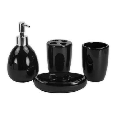 4-Piece Matte Bath Accessory Set in Black