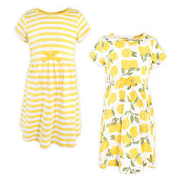 Touched by Nature Size 14Y 2-Pack Lemon Tree Organic Cotton Dress