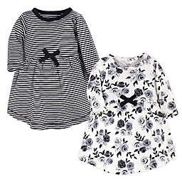 Touched by Nature Size 2T 2-Pack Long Sleeve Organic Cotton Dresses in Black