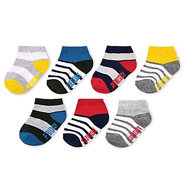 On the Goldbug Size 3-12M 7-Pack Days of the Week Ankle Socks. View a larger version of this product image.