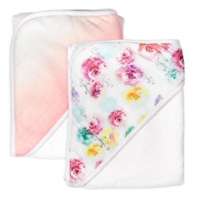 The Honest Company&reg; 2-Pack Rose Blossom Organic Cotton Hooded Towels