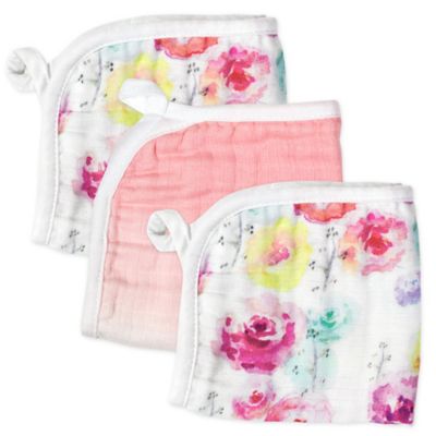 The Honest Company&reg; 3-Pack Rose Blossom Organic Cotton Washcloths