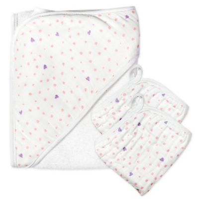 The Honest Company&reg; 3-Piece Love Dot Hooded Towel and Washcloth Set