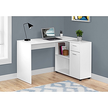 Monarch Specialties 46-Inch Computer Desk with Storage Cabinet in White. View a larger version of this product image.