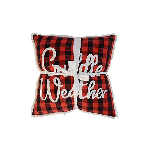 Alternate image 1 for Cuddle Weather Square Throw Pillows in Red/Black (Set of 2)