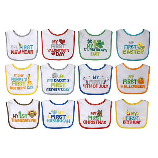 Alternate image 1 for Neat Solutions® 12-Pack Baby's 1st Year Holiday Bib Set