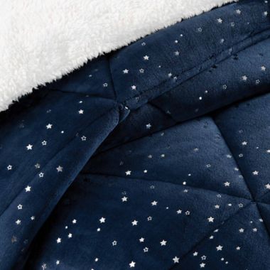 UGG&reg; Milo 3-Piece Reversible Full/Queen Comforter Set in Navy. View a larger version of this product image.