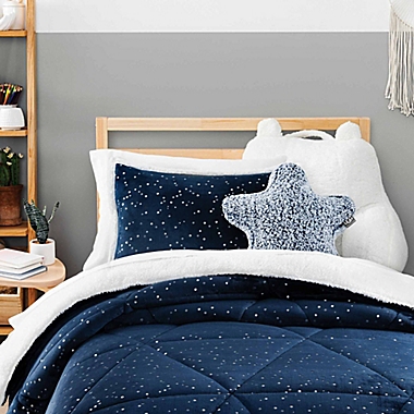 UGG&reg; Milo 3-Piece Reversible King Comforter Set in Navy. View a larger version of this product image.