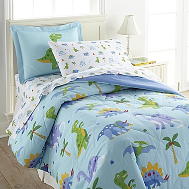 Olive Kids Dinosaur Land Bedding Toddler Comforter Set in Blue. View a larger version of this product image.