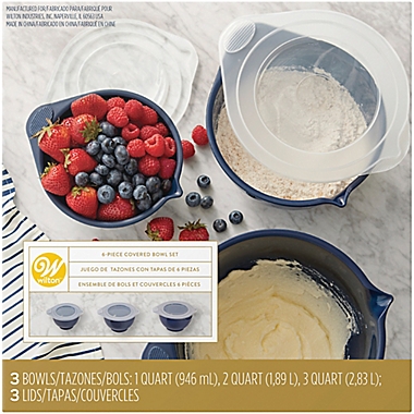 Wilton&reg; 3-Piece Polypropylene Mixing Bowl Set in Navy. View a larger version of this product image.