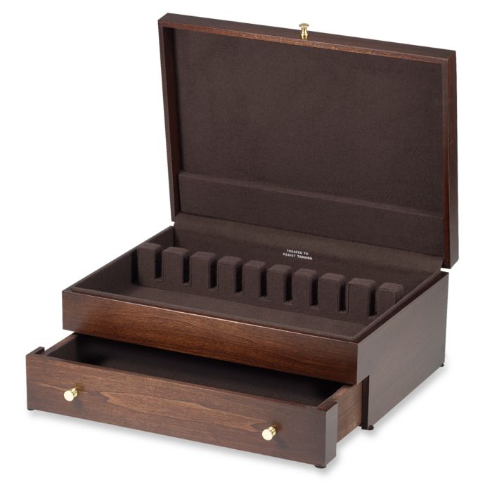 Reed Barton Mahogany Finish Flatware Chest With Drawer Bed