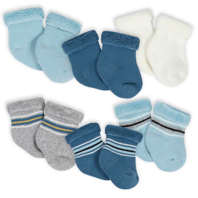 Gerber® 6-Pack Terry Socks in Grey/Ivory | buybuy BABY