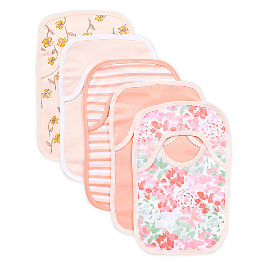 Alternate image 1 for Burt's Bees Baby® 5-Pack Tossed Succulent Organic Cotton Bibs in Pink
