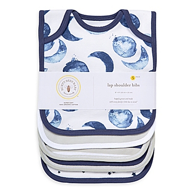 Burt&#39;s Bees Baby&reg; 5-Pack Hello Moon Organic Cotton Bibs in Indigo. View a larger version of this product image.