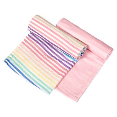 The Honest Company&reg; 2-Pack Rainbow Stripe Organic Cotton Swaddle Blanket