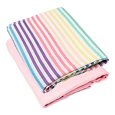 The Honest Company&reg; 2-Pack Rainbow Stripe Organic Cotton Swaddle Blanket. View a larger version of this product image.